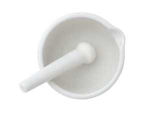 A porcelain mortar and pestle fi 130 mm